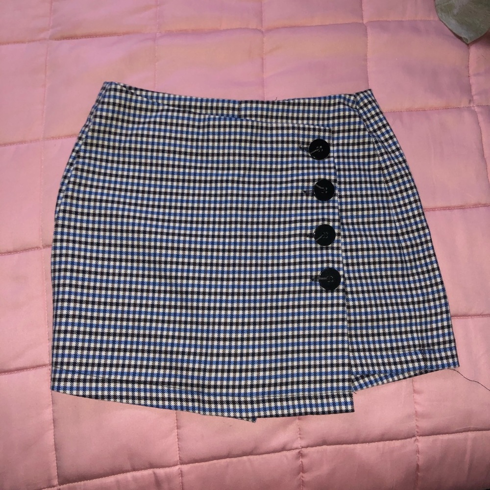 Blue Black Gingham Patterned Squort - image 1